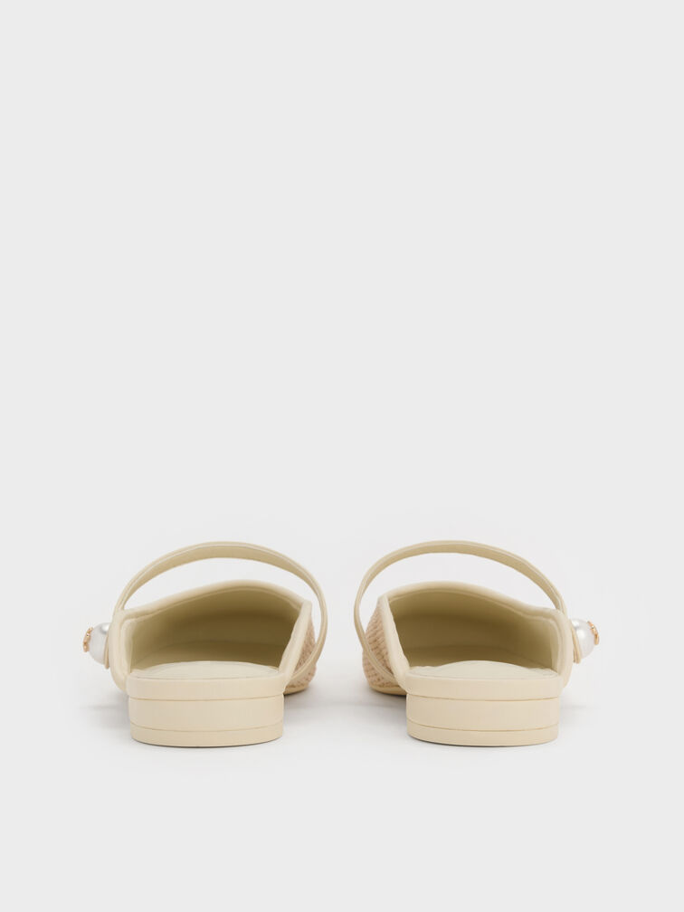Aeryn Raffia Pearl-Embellished Slip-On Mary Janes, Crema, hi-res