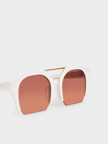 Cut-Off Frame Geometric Sunglasses, Mauve, hi-res