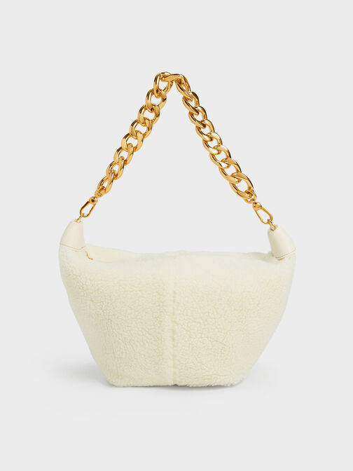 Daki Chain Handle Furry Hobo Bag, Multi, hi-res