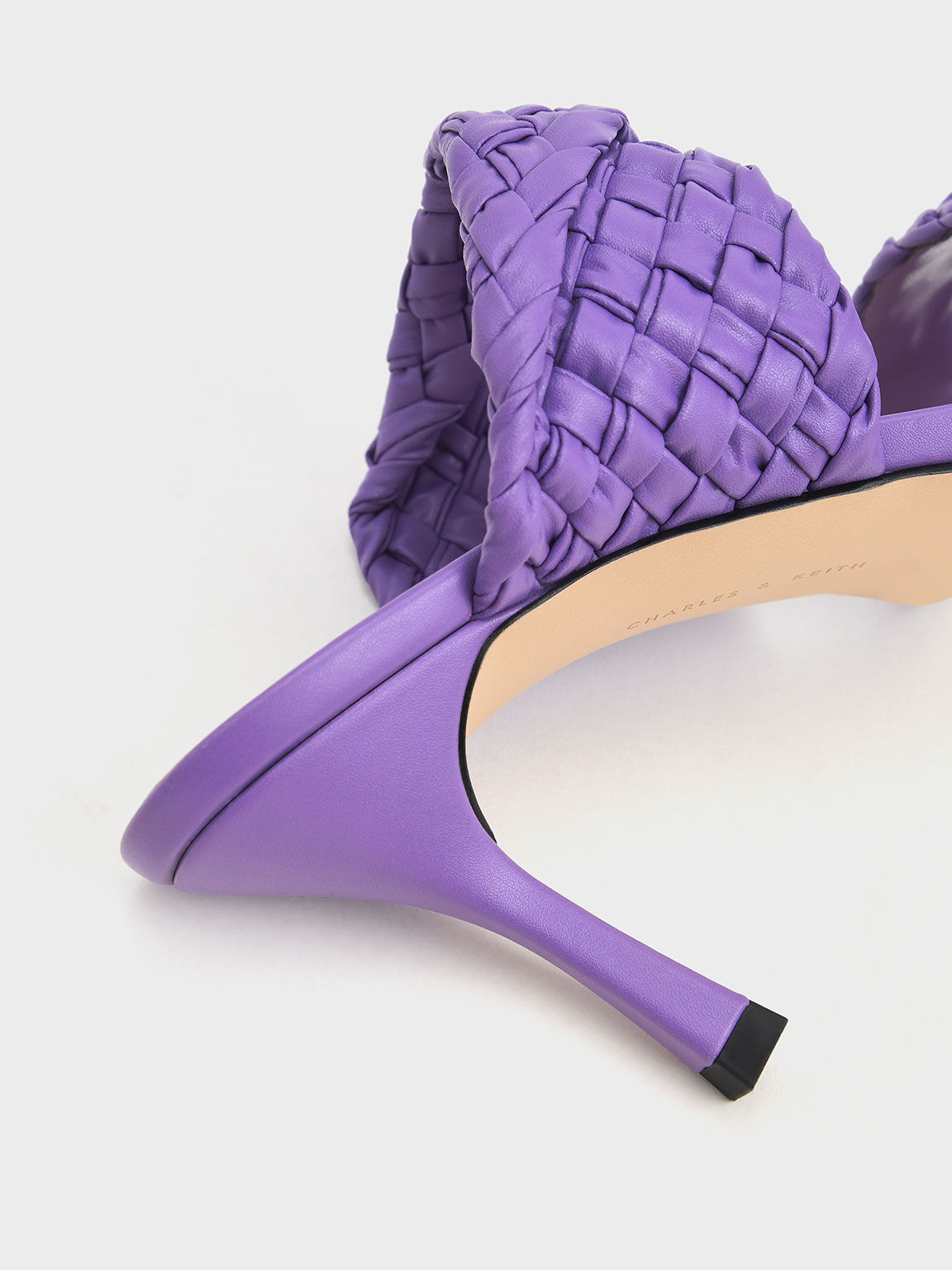 Purple Double Strap Woven Heeled Mules CHARLES KEITH OM