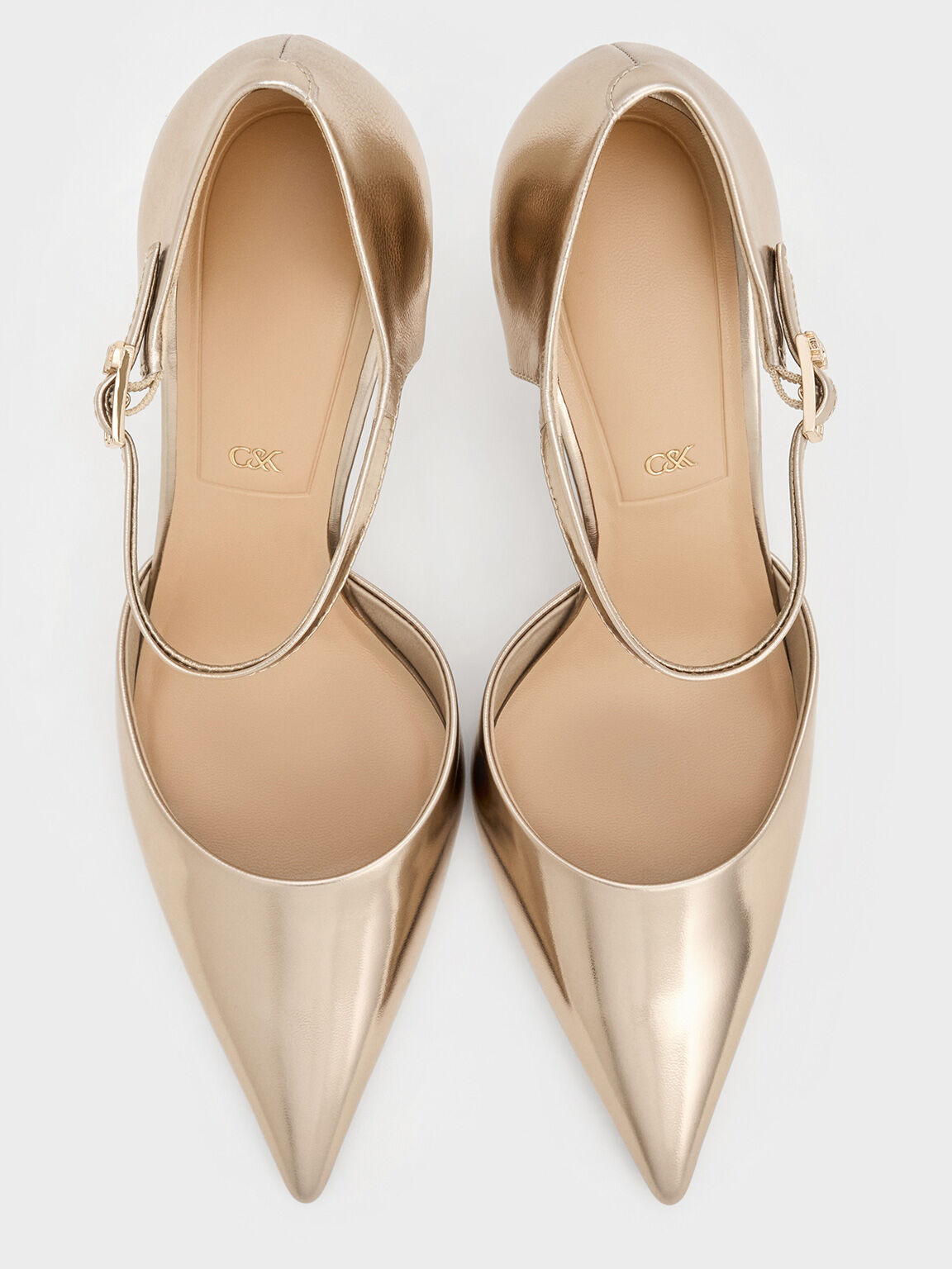 Jacqueline Leather Sculptural Heel Pumps Champagne