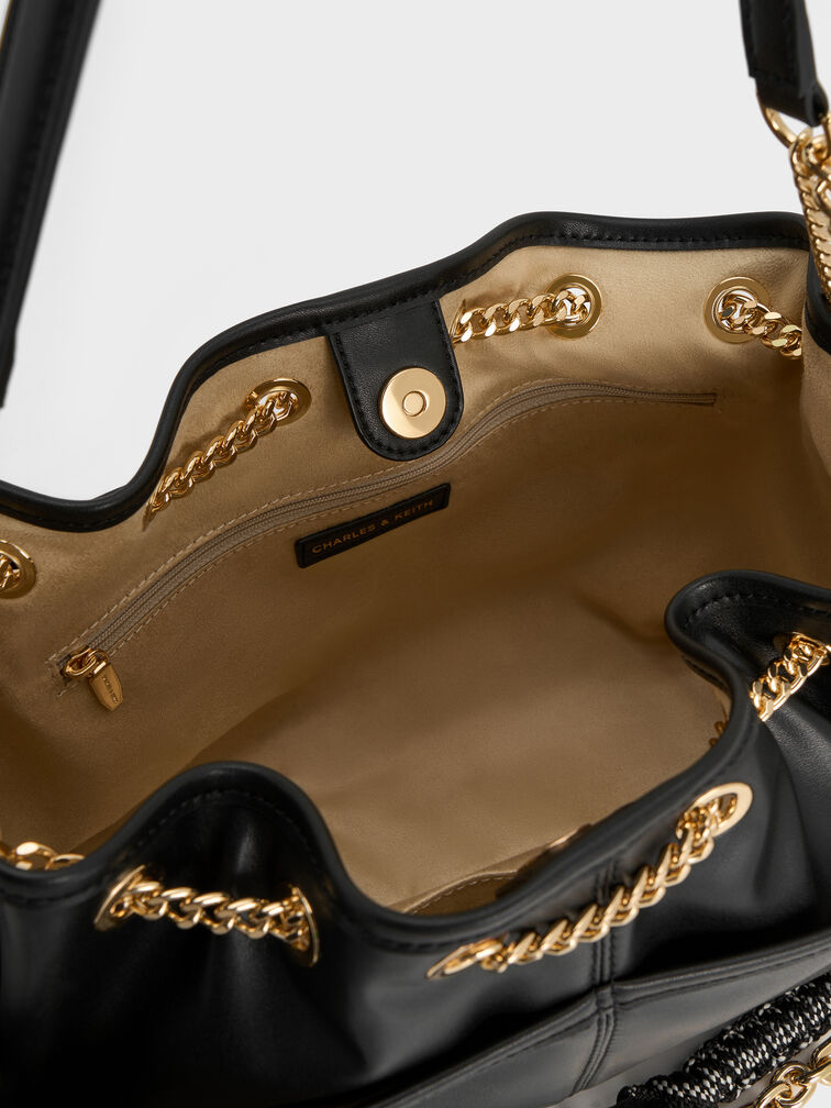 Addison Knotted-Rope Tote Bag, Negro, hi-res