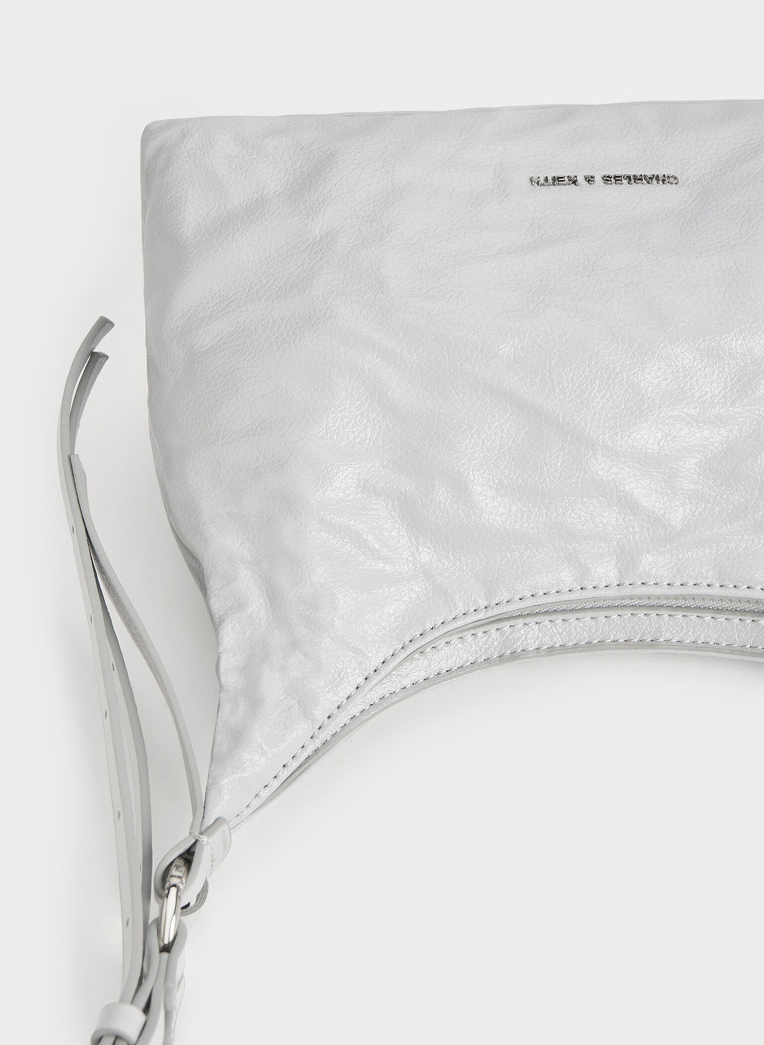 Lark Crinkle-Effect Hobo Bag, Grey, hi-res