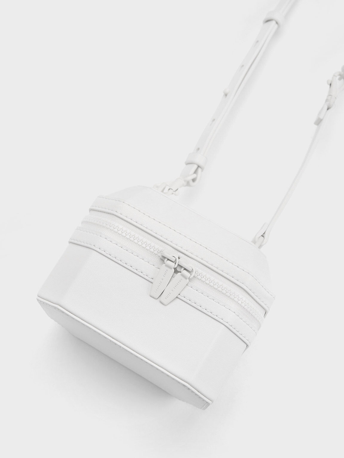 Geometric Boxy Top Handle Bag, White, hi-res