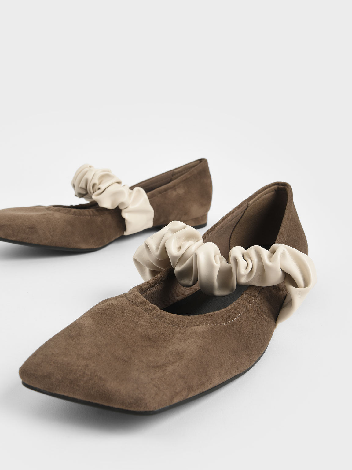 Ruffle Strap Mary Janes, Olive, hi-res