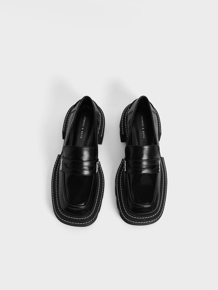 Perline 車線厚底樂福鞋, 黑色, hi-res