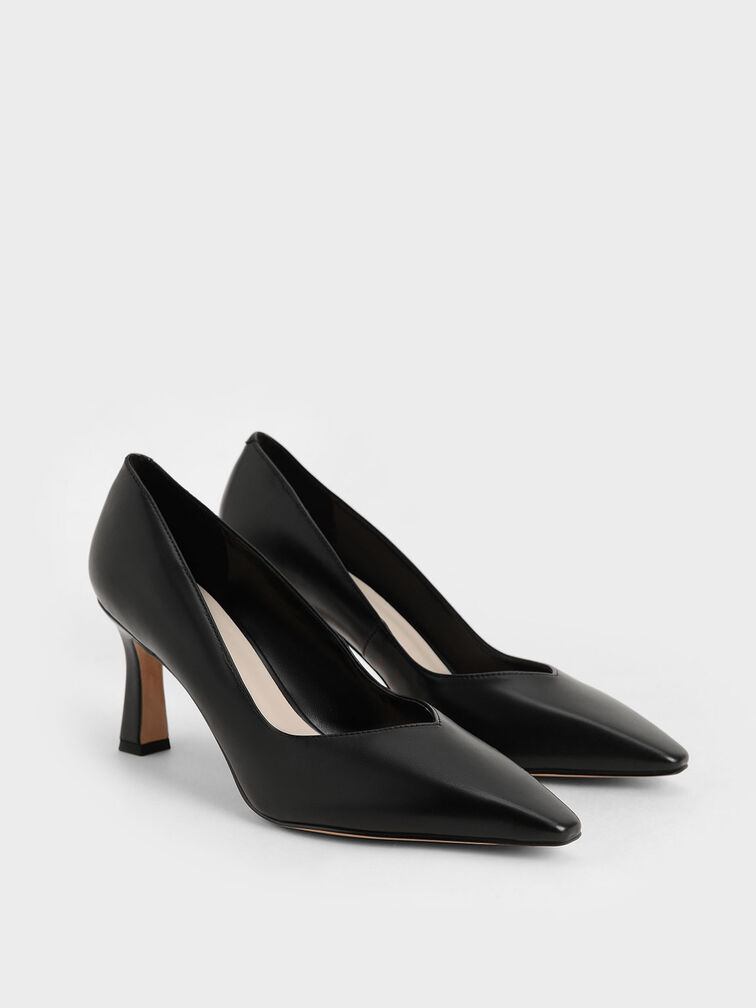 Sweetheart-Cut Pumps, Black, hi-res