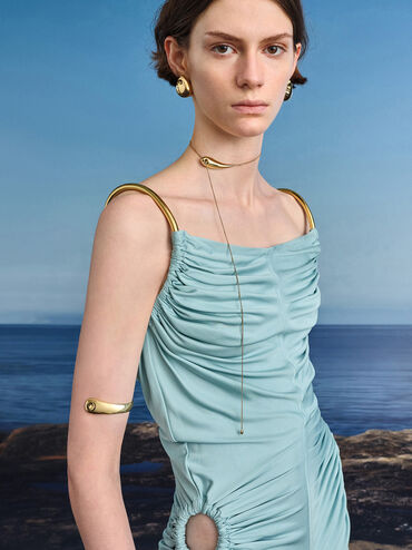 Eimear Sculptural Asymmetrical Necklace, Gold, hi-res