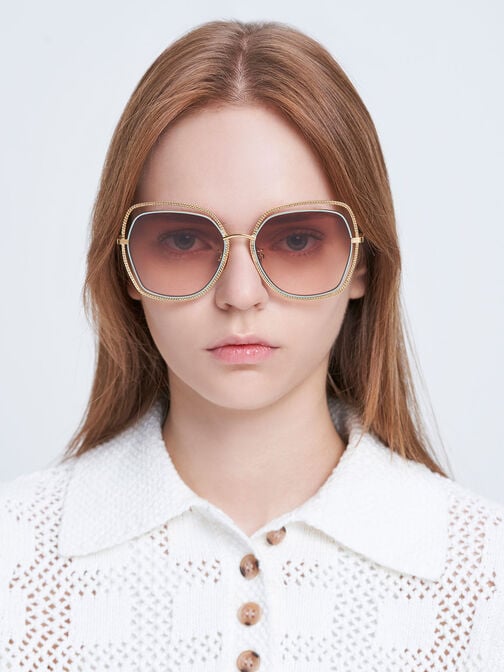 Cut-Out Double-Frame Butterfly Sunglasses, Mint Green, hi-res