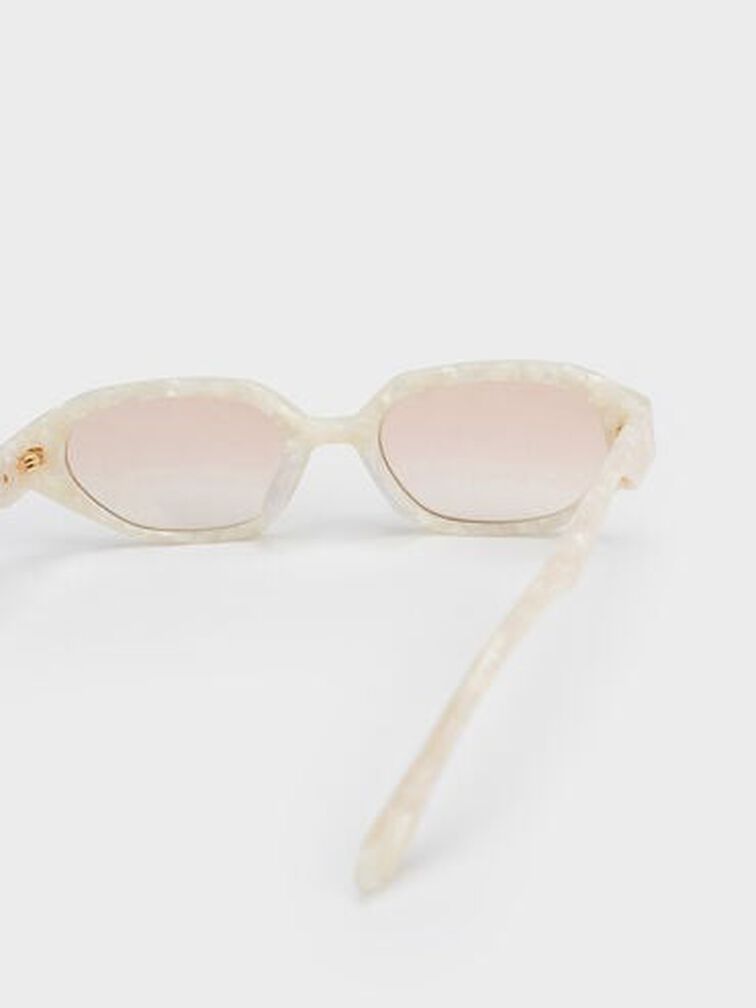 Acetate Oval Sunglasses, Cream, hi-res