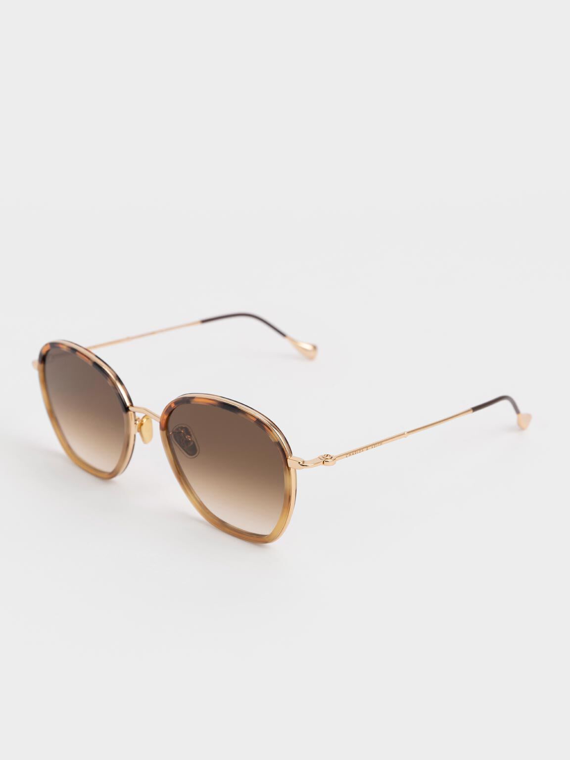 Brown Recycled Acetate Wire Frame Sunglasses CHARLES KEITH US