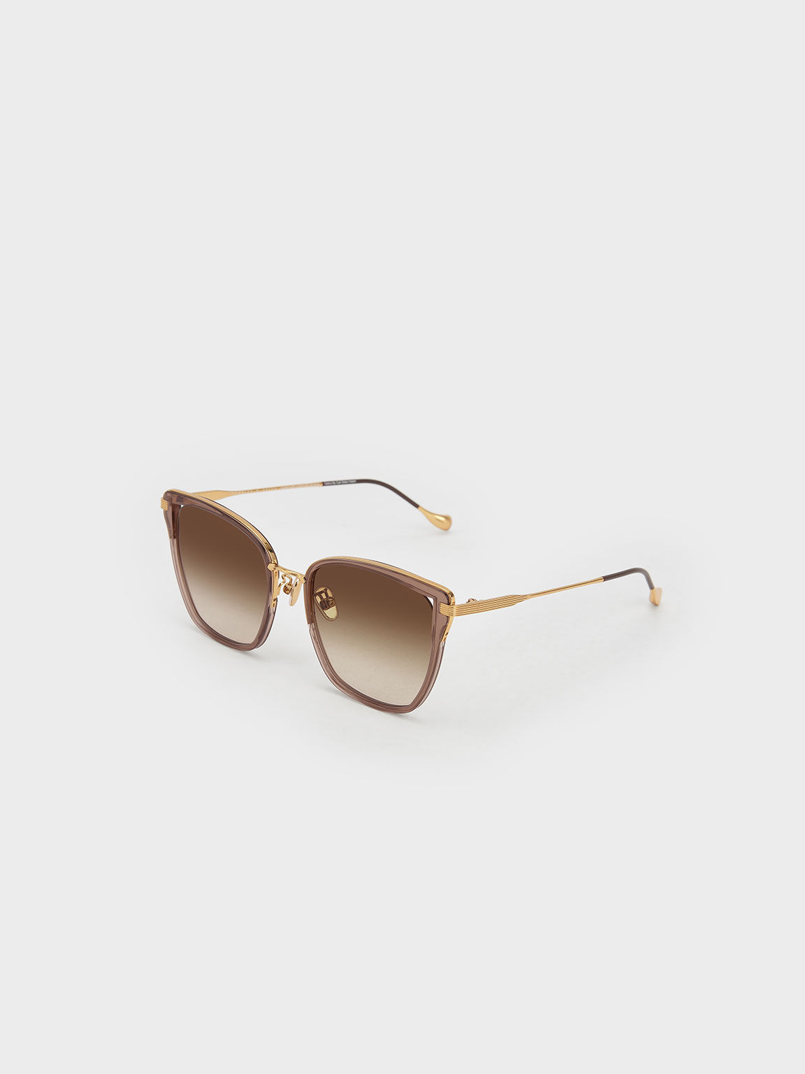 Recycled Acetate Wire-Frame Butterfly Sunglasses, Taupe, hi-res