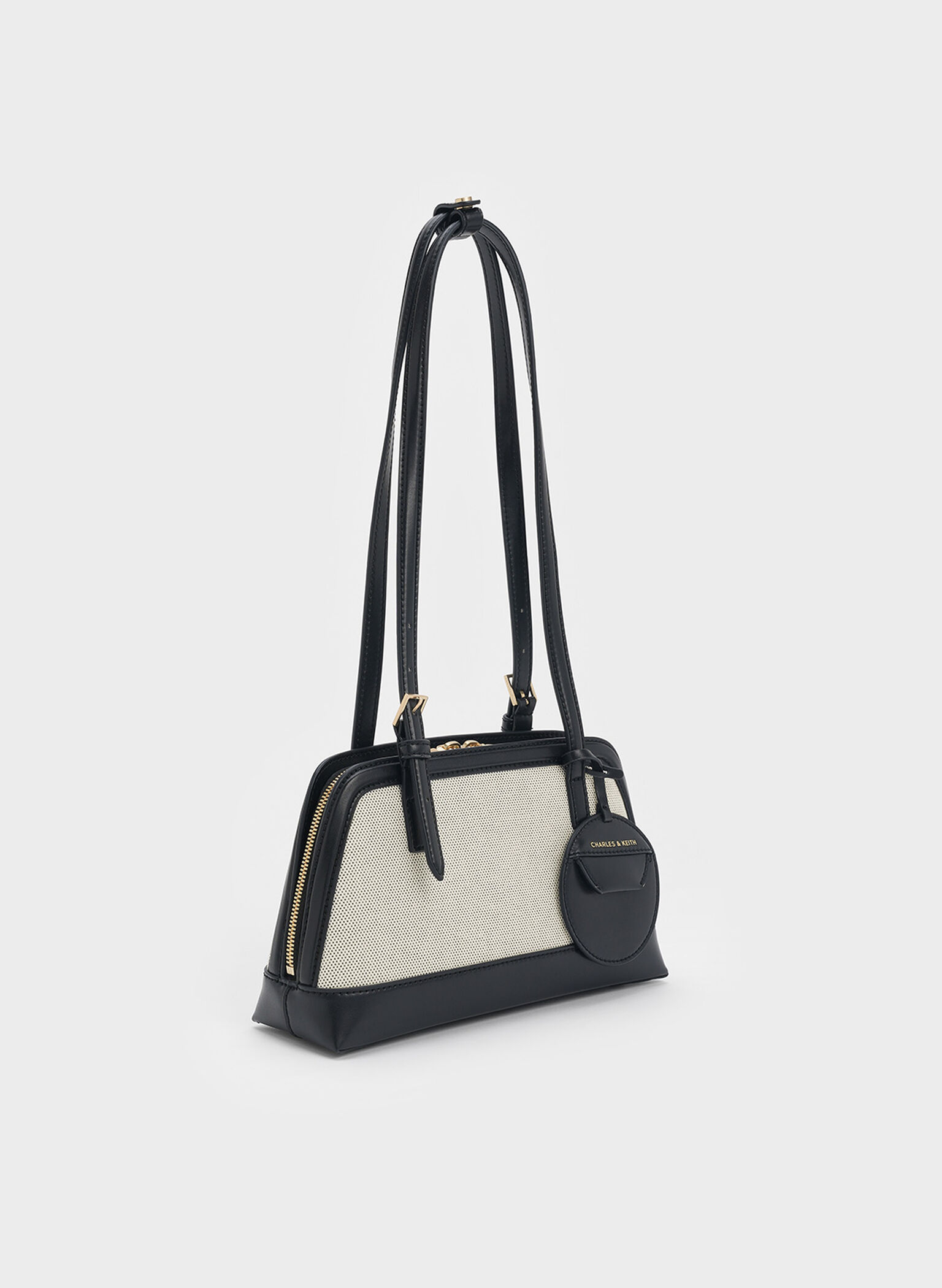 Enola Canvas Two-Tone Elongated-Handle Bag, Black, hi-res