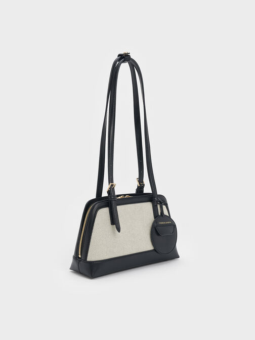 Enola Canvas Two-Tone Elongated-Handle Bag, Black, hi-res