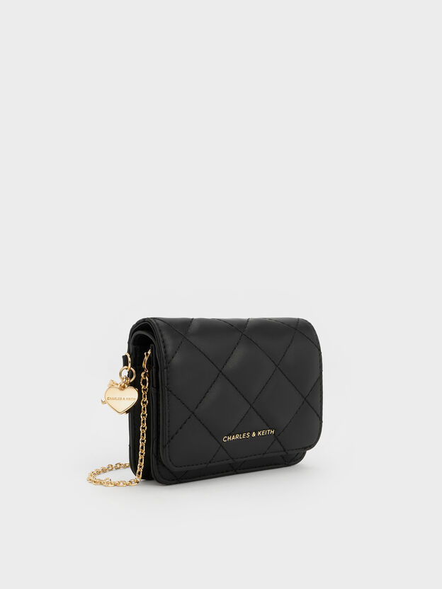 Arrietty Quilted Small Wallet, Black, hi-res