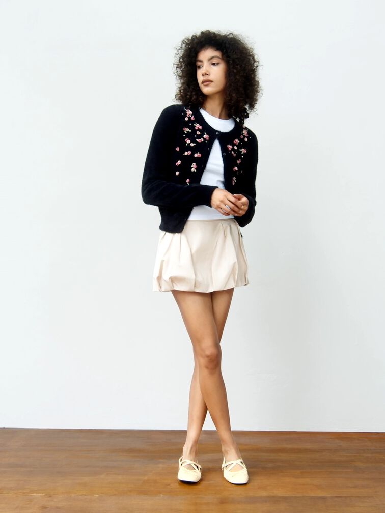 Studded Crossover-Strap Mary Jane Flats, Chalk, hi-res