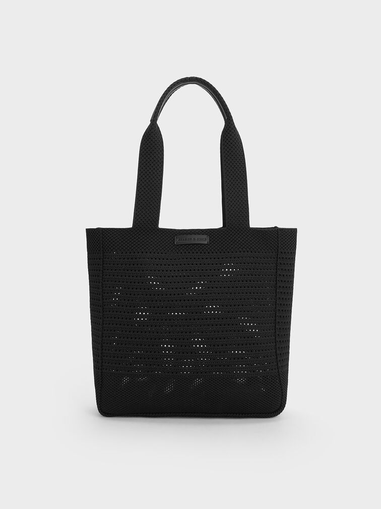 Ida Knitted Tote Bag, Black, hi-res