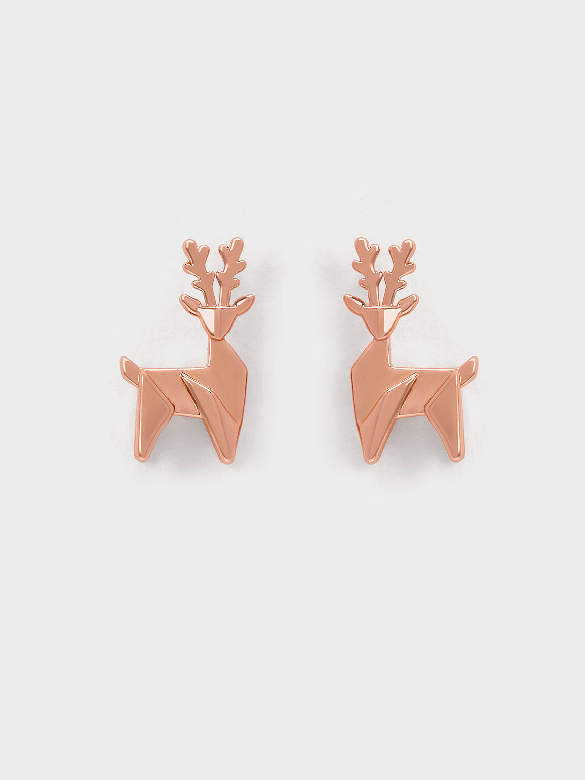Deer Stud Earrings, Rose Gold, hi-res