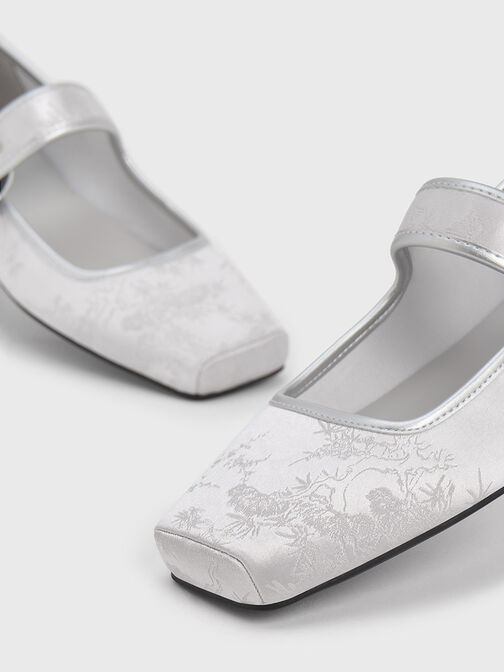 Clementine Recycled Polyester Mary Jane Flats, Silver, hi-res