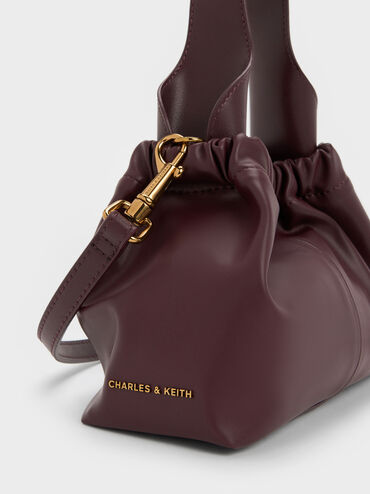 Ally Ruched Slouchy Chain-Handle Bag, Wineberry Red, hi-res