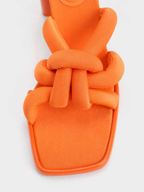 Toni Knotted Puffy-Strap Mules, Orange, hi-res