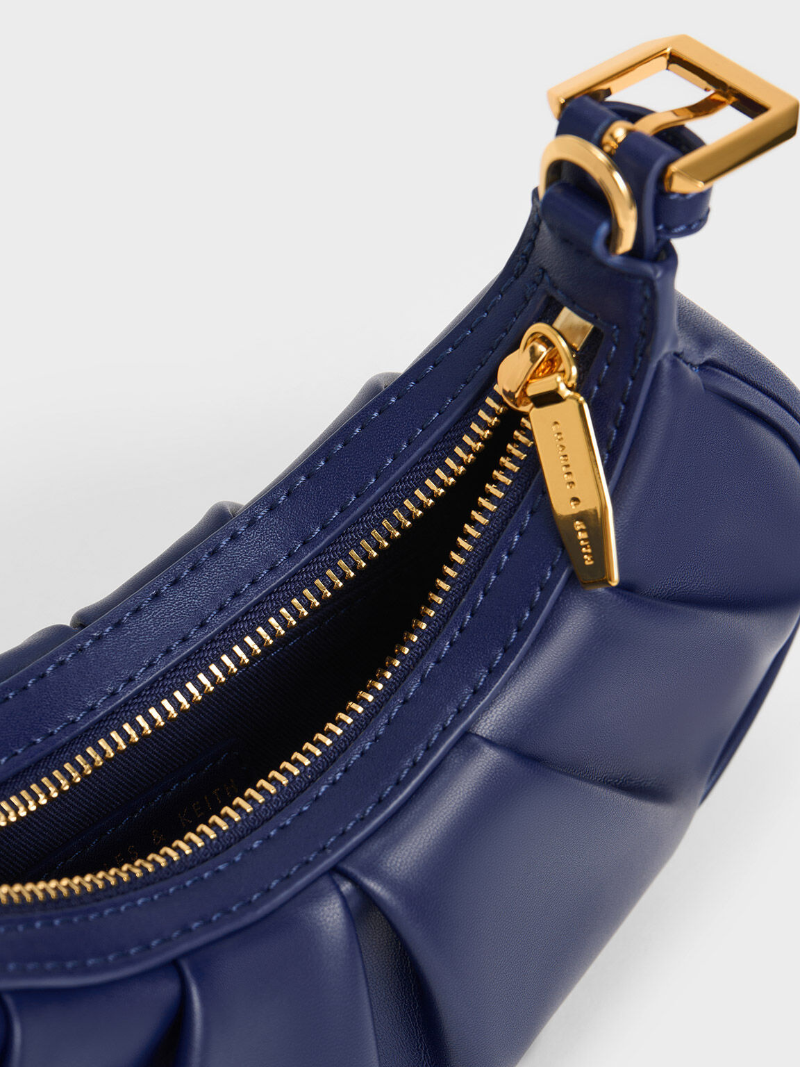 Duo Ruched Shoulder Bag, Navy, hi-res