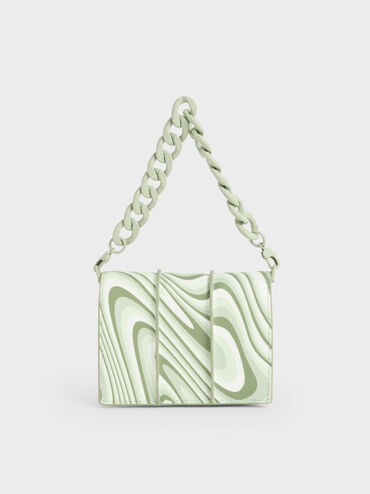 Arlys Chunky Chain Handle Mini Wallet, Mint Green, hi-res