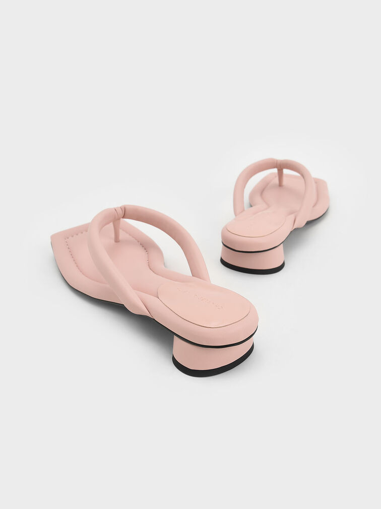 Asymmetric-Toe Puffy Thong Sandals, Light Pink, hi-res