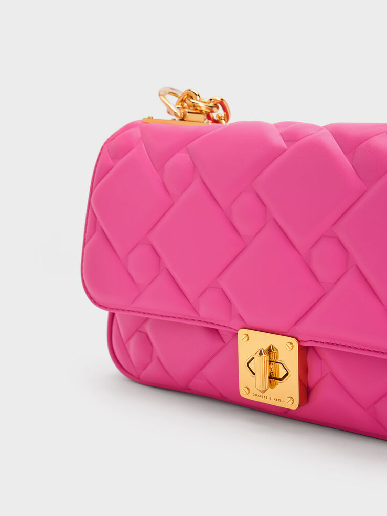 Fuchsia Tillie Quilted Chain Bag - CHARLES & KEITH AE