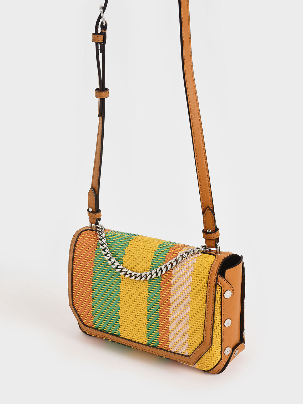 Printed Chain Link Shoulder Bag, Multi, hi-res