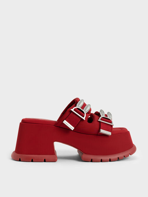 Judy Hopps Metallic Accent Wedge Mules, Red, hi-res