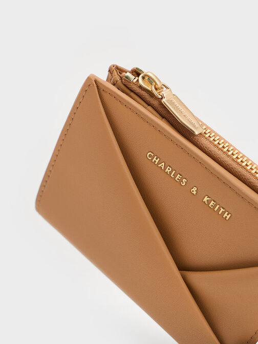 Midori Geometric Top-Zip Wallet, Camel, hi-res