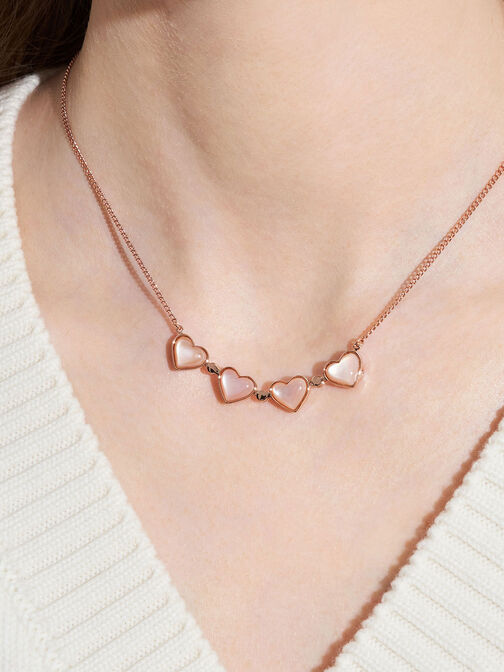 Annalise Clover Heart Necklace, Rose Gold, hi-res