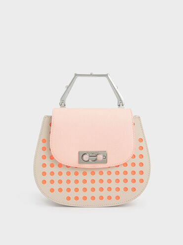 Geometric Top Handle Saddle Bag, Light Pink, hi-res