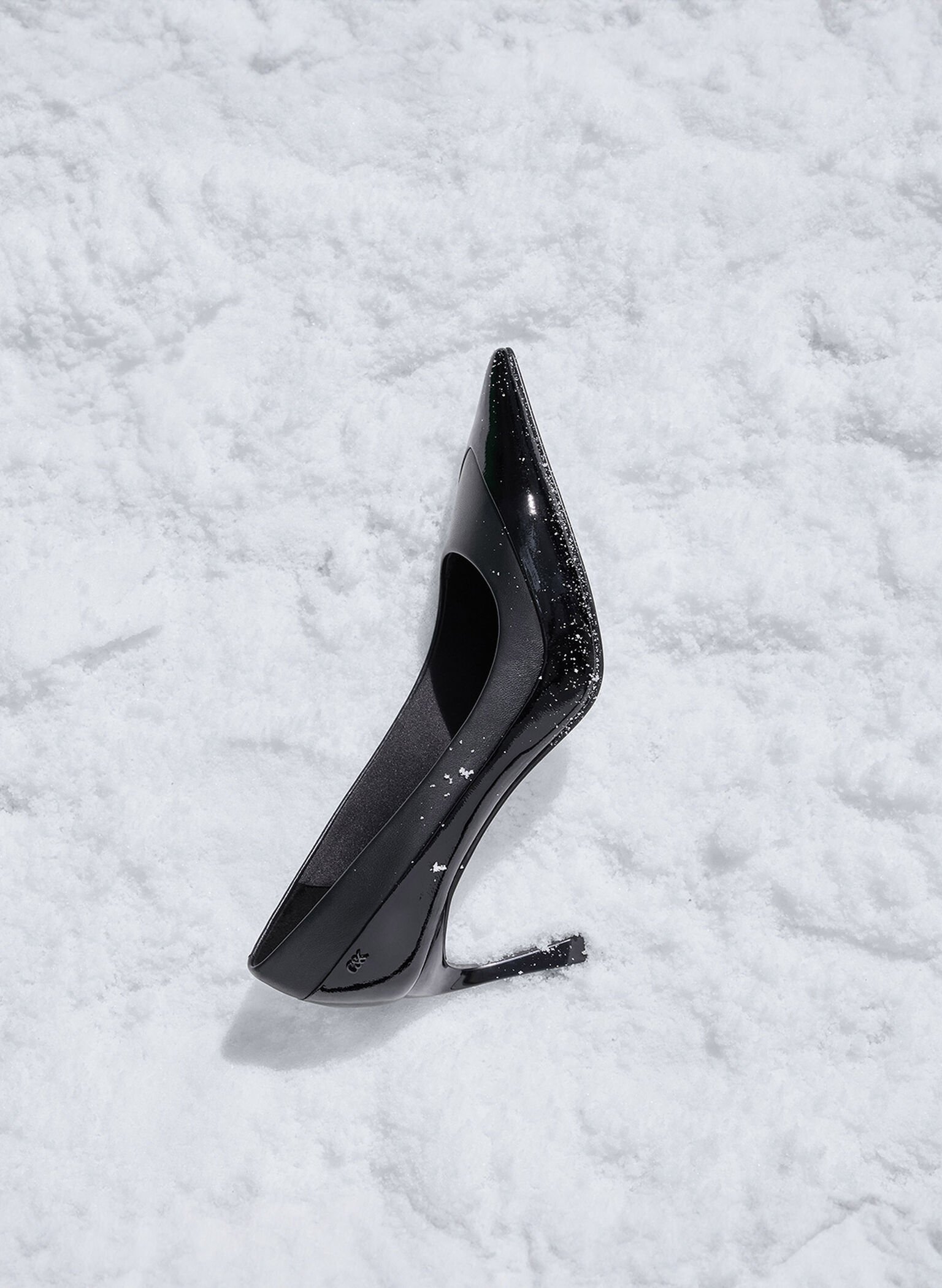Leather & Patent Pointed-Toe Pumps, Black, hi-res