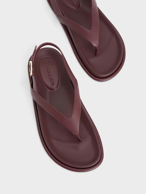 V-Strap Thong Sandals, Burgundy, hi-res