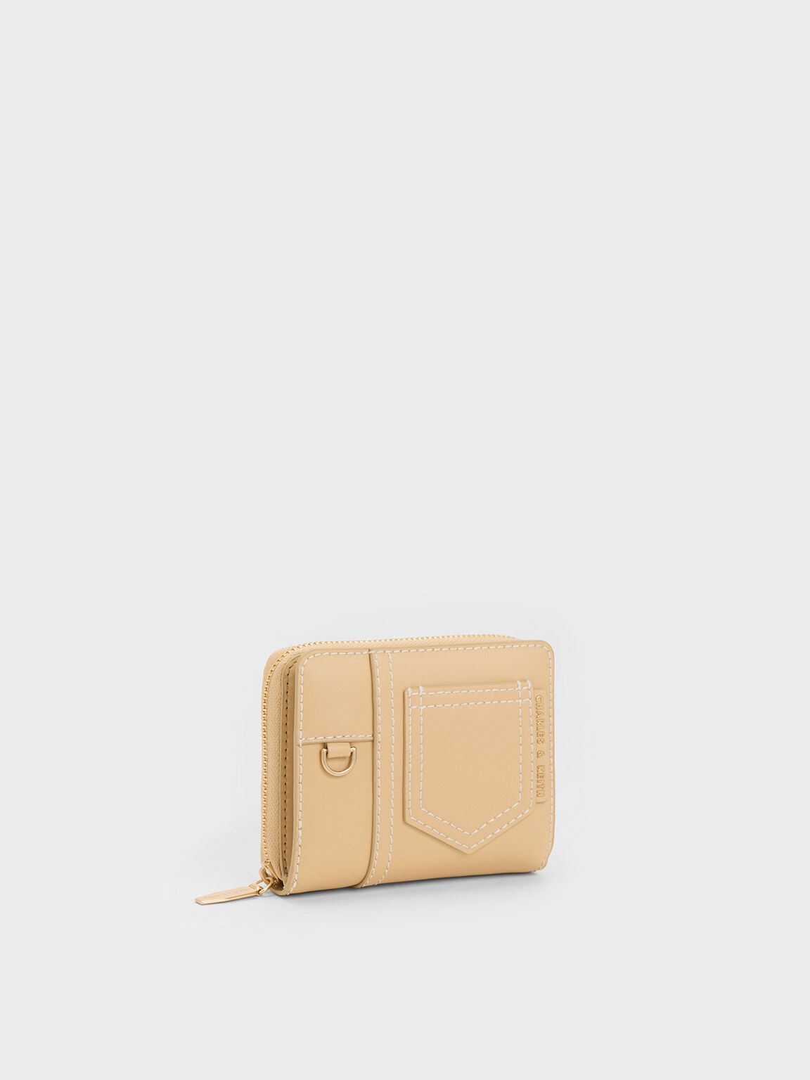 Beige Anthea Contrast Trim Zip Around Wallet CHARLES KEITH SG
