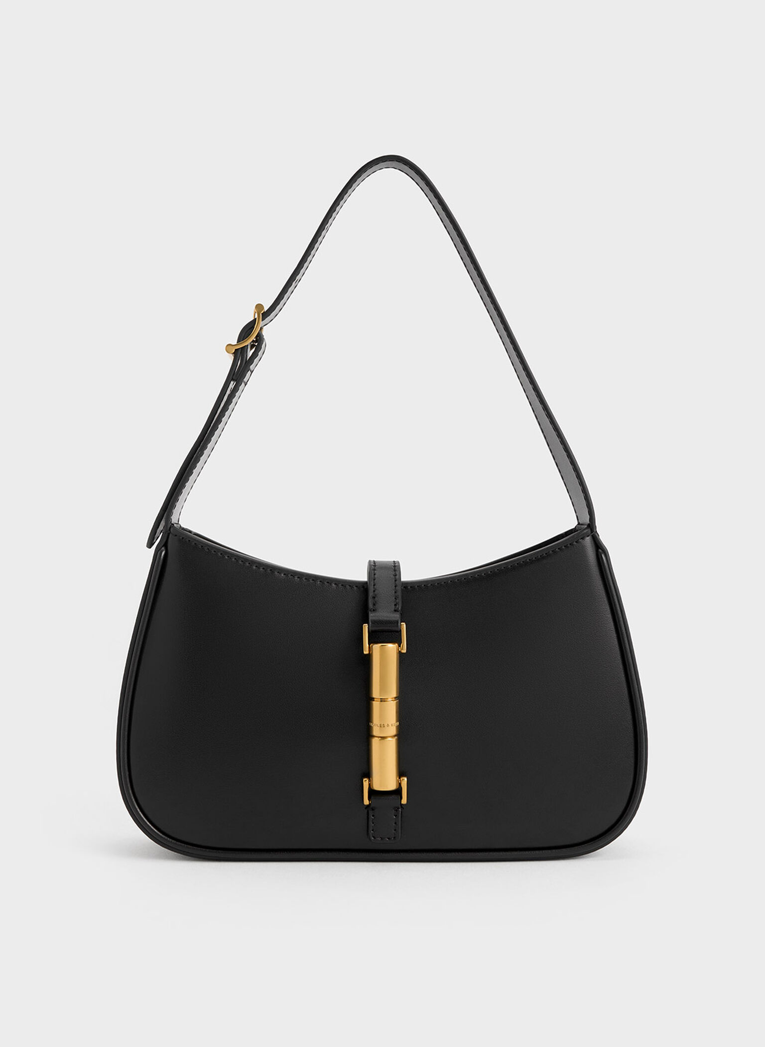 Bolso Cesia con acento metálico, Negro, hi-res
