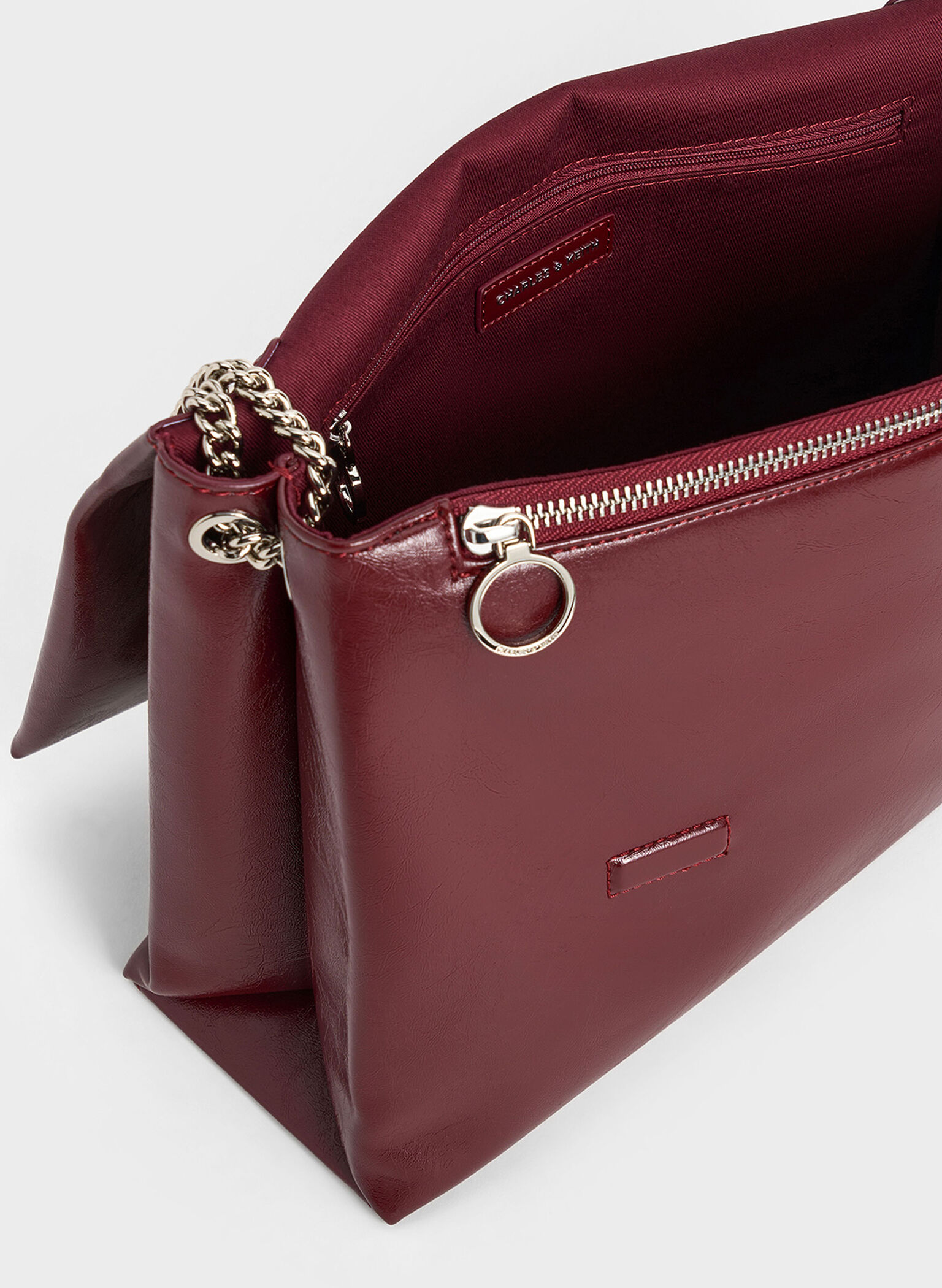 Sianna Chain-Handle Shoulder Bag, Burgundy, hi-res
