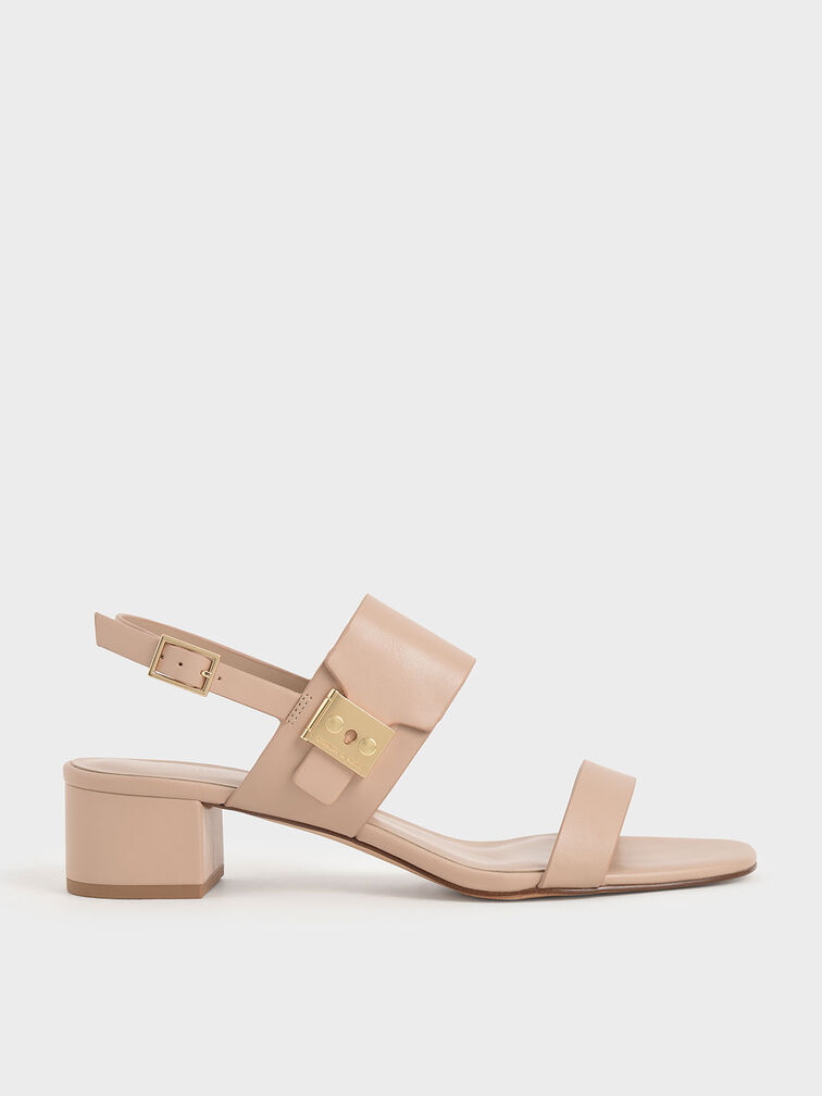 Buckle Strap Sandals, Nude, hi-res