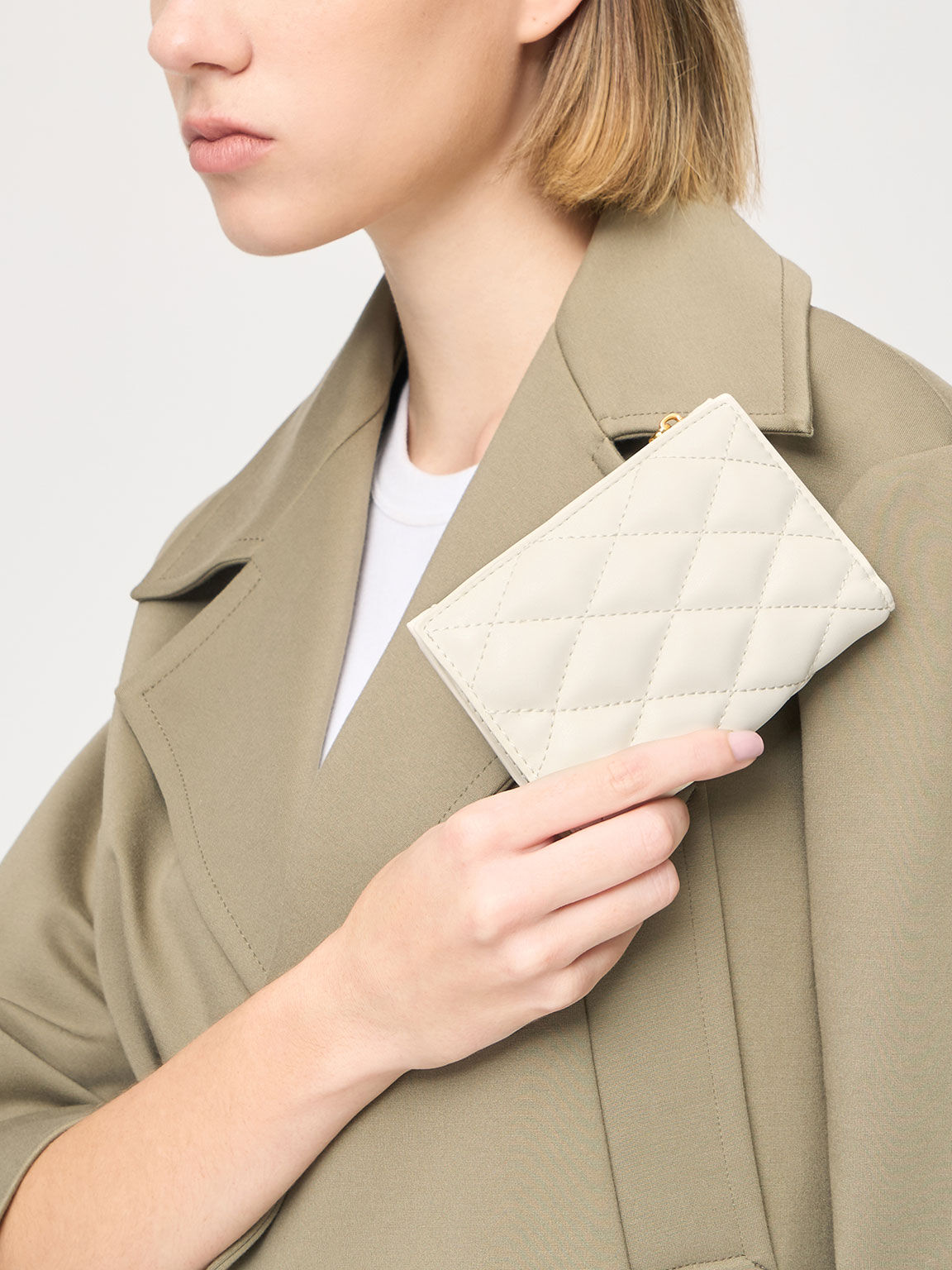 Lillie Quilted Mini Wallet, Cream, hi-res