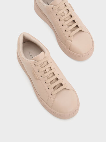 Lace-Up Sneakers, Beige, hi-res