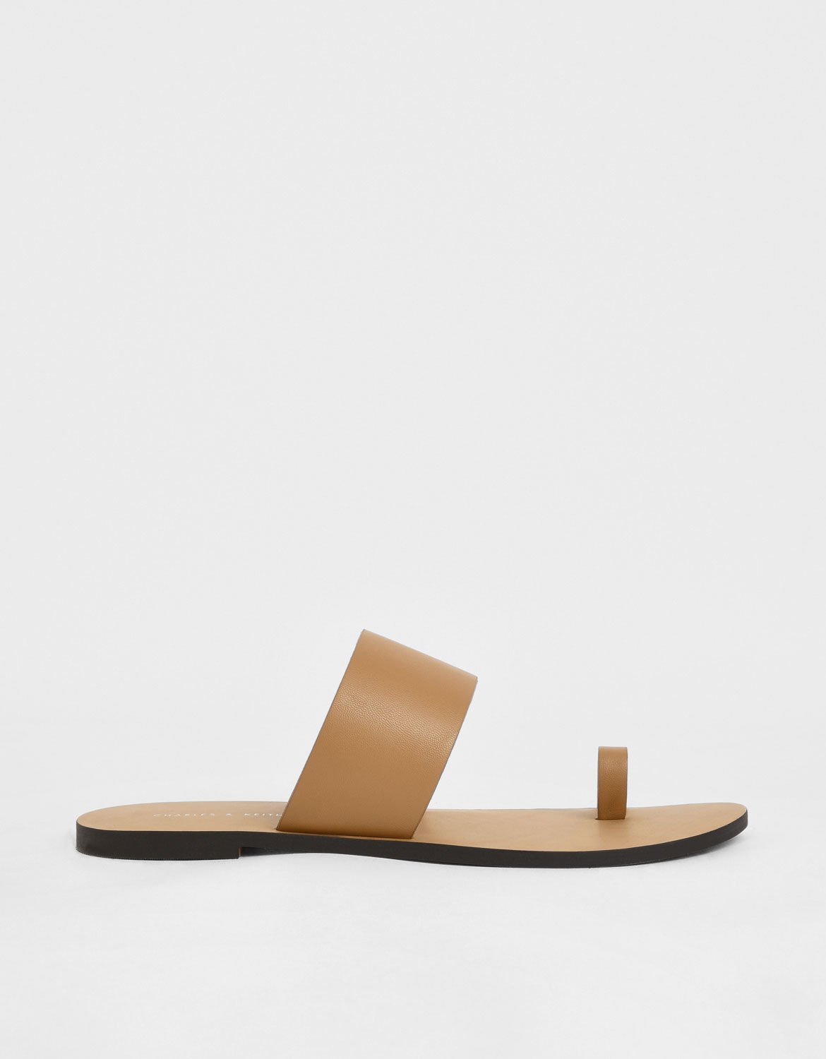 Brown Toe Loop Slide Sandals - CHARLES 