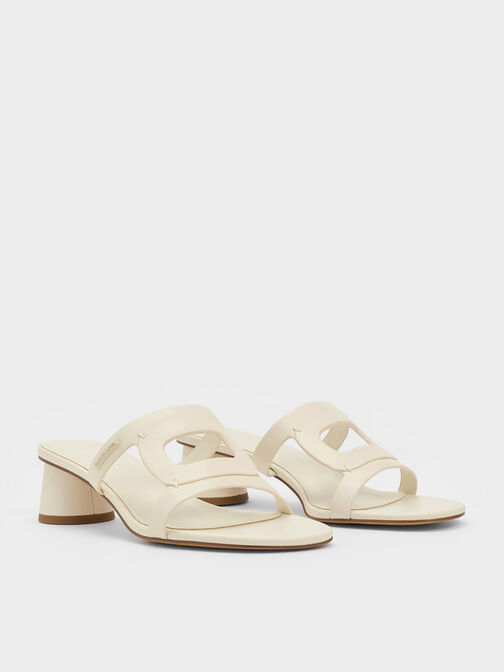 Cut-Out Cylinder-Heel Mules, Chalk, hi-res