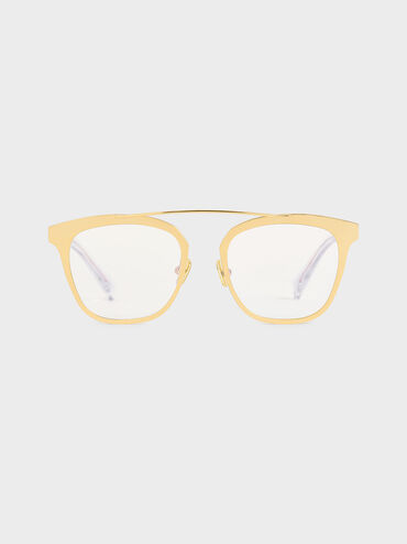 Metal Frame Sunglasses, Gold, hi-res