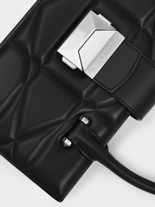 Blanche Quilted Top Handle Bag, Noir, hi-res