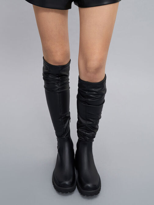 Botas altas con plataforma, Negro, hi-res