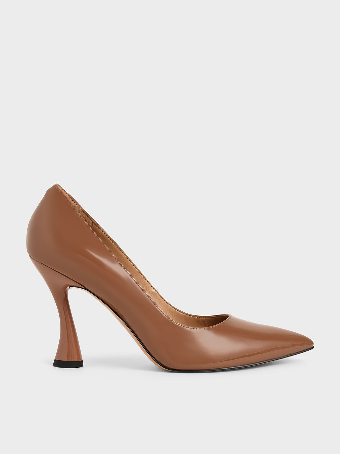 køn fokus Marco Polo Cognac Patent Spool Heel Pointed Toe Pumps - CHARLES & KEITH IL