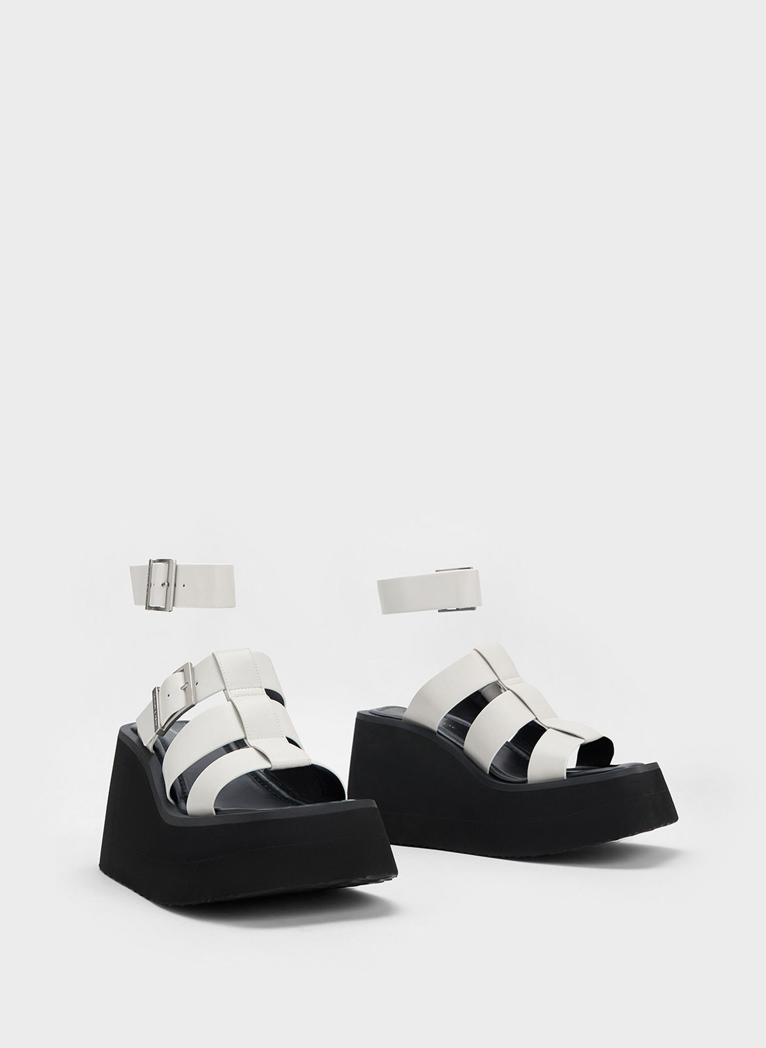 White IIsa Flatform Gladiator Sandals - CHARLES & KEITH US