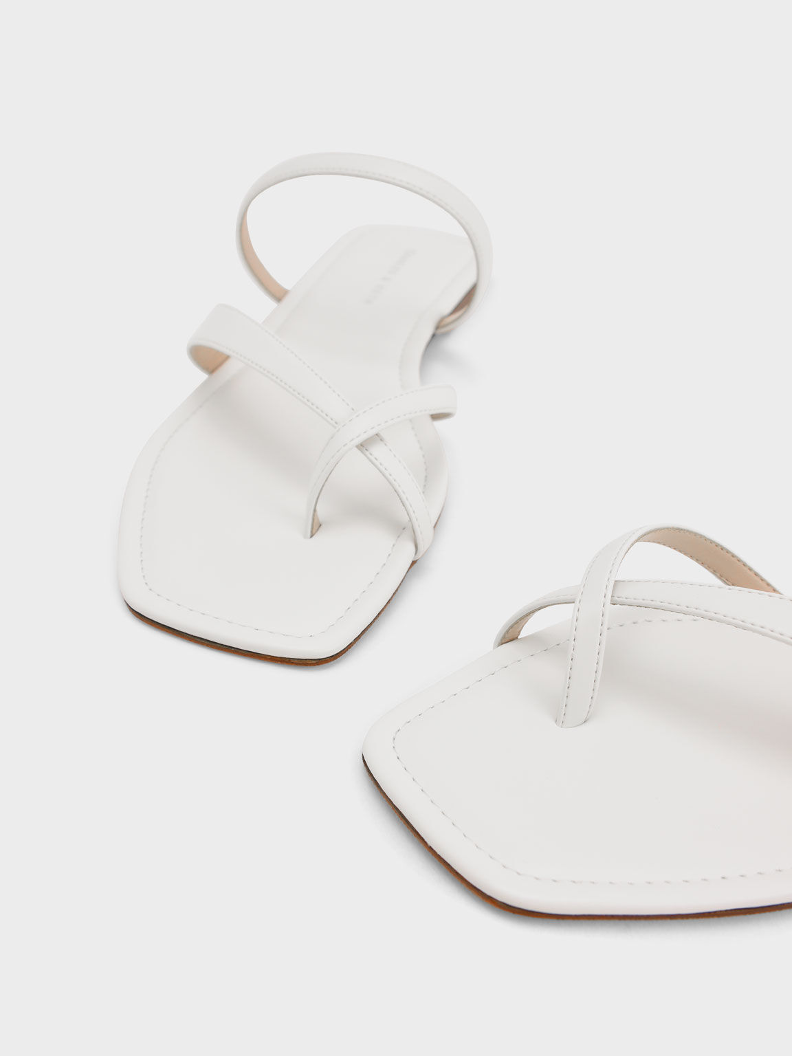 Toe-Loop Slide Sandals, White, hi-res